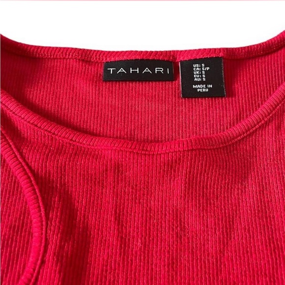 Elie Tahari red long sleeve raindrop cutout top - Picture 4 of 4